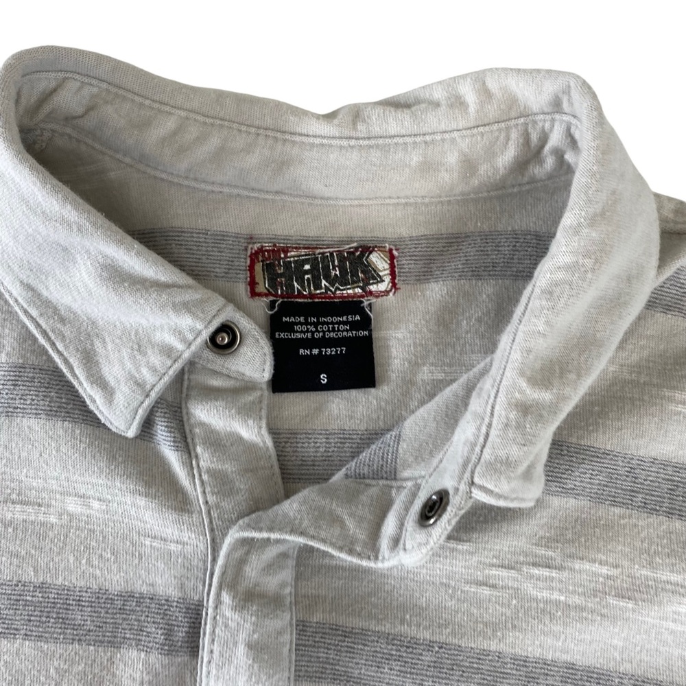 Tony Hawk Men's Light Striped Casual Short Sleeve Polo Shirt Hawk Logo Size S. - Picture 10 of 11
